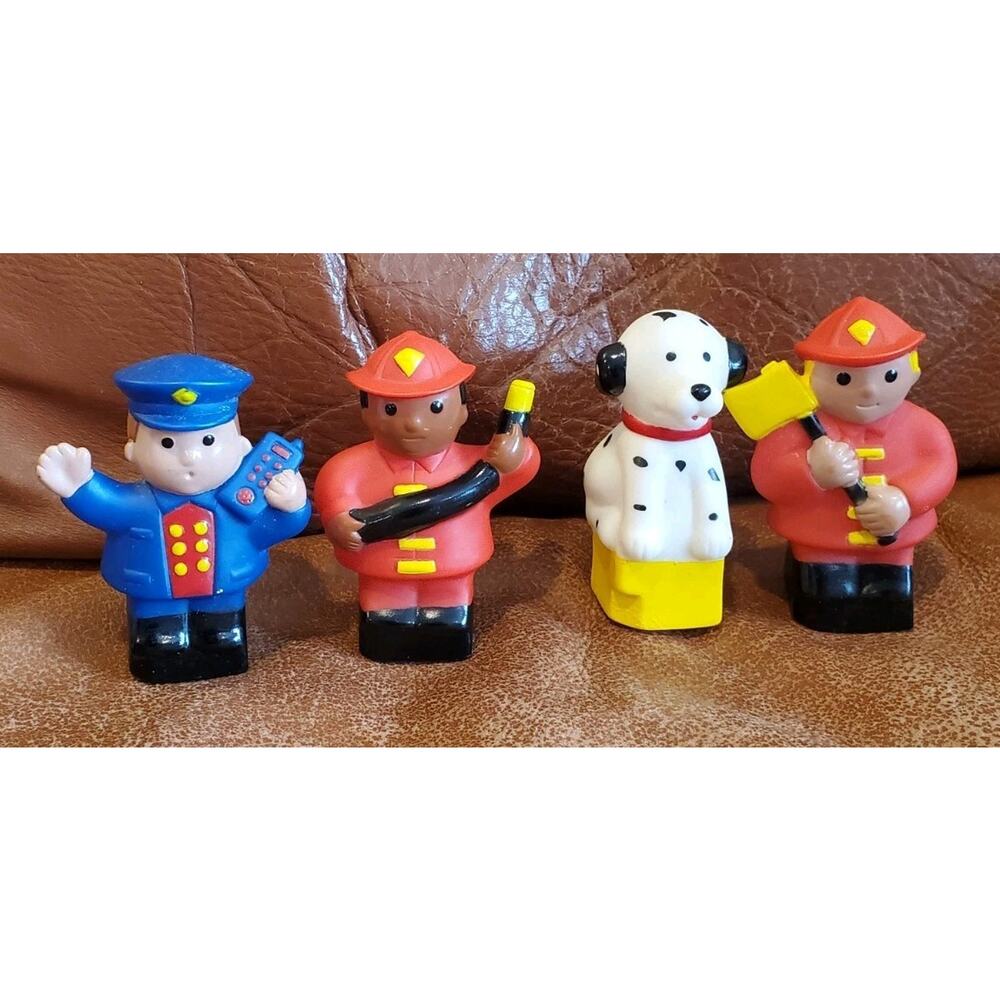 3.5 Inch Policeman Dalmatian Firefighter Fireman Plastic Figures Pretend Play